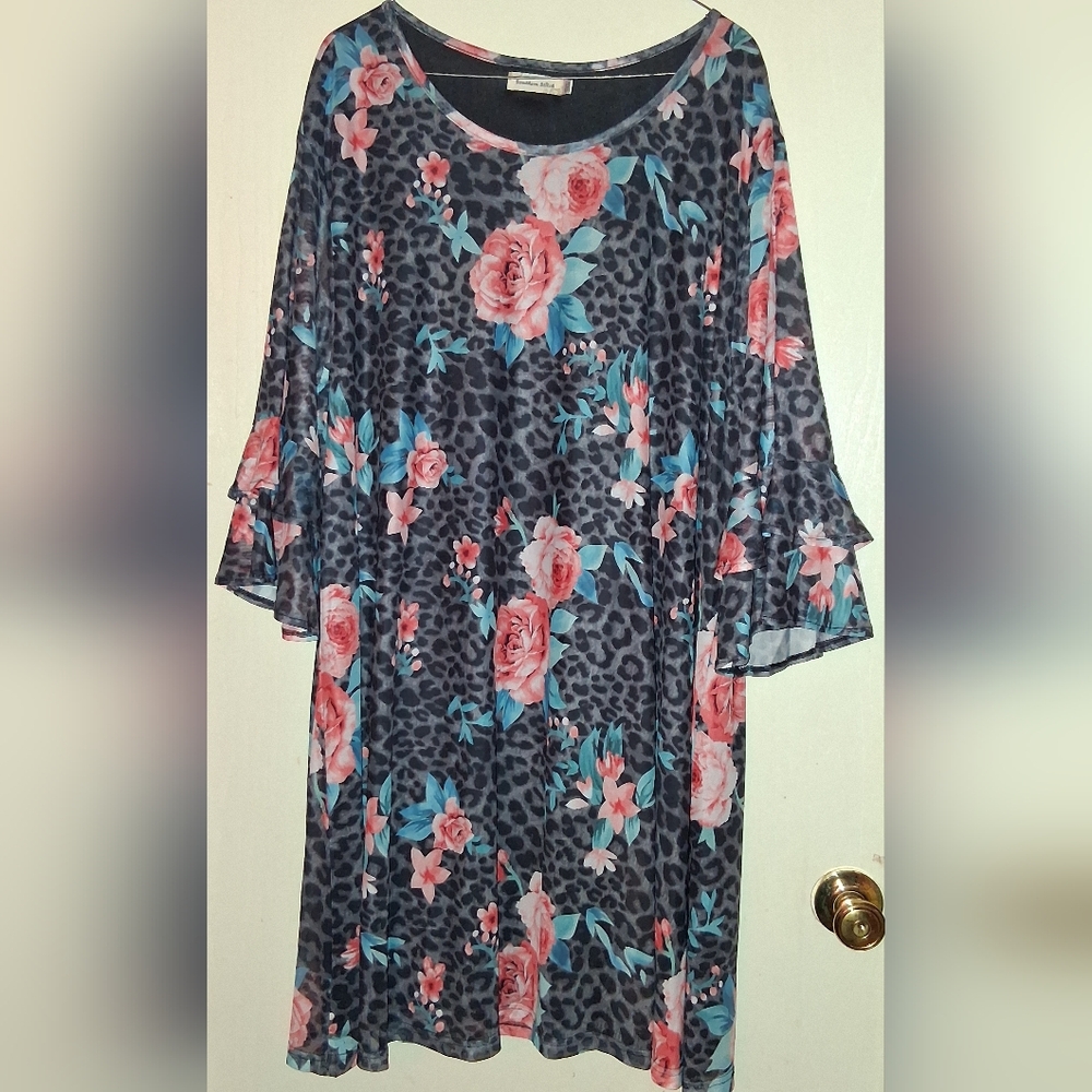 Elegant Floral Leopard Print Dress